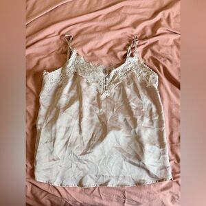 Lace Trim Satin Cami Tank Top in blush pink